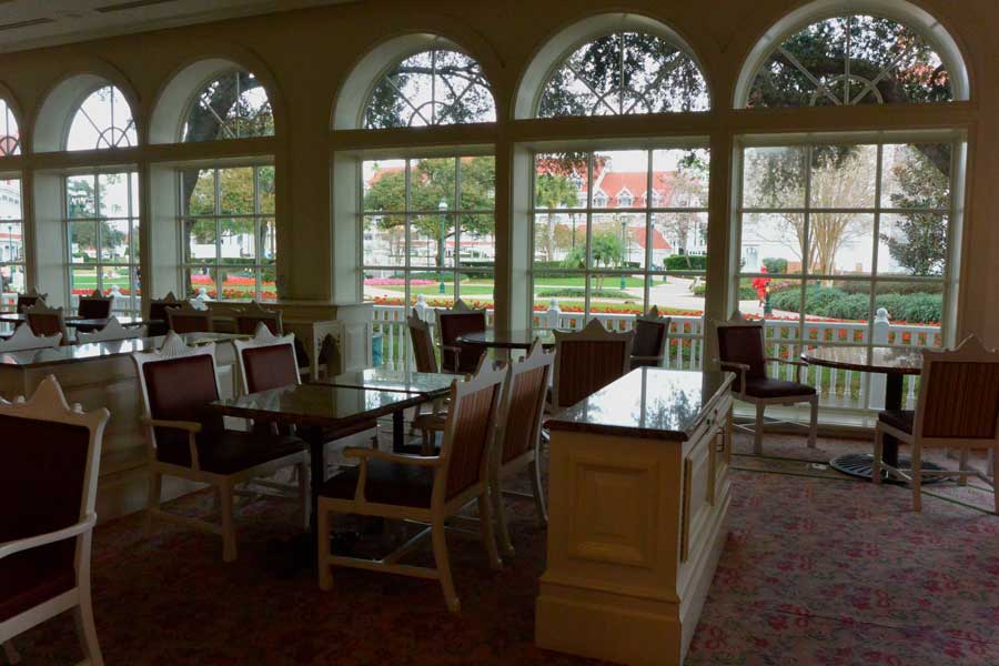 View from the inside of Disney’s Grand Floridian Resort & Spa with garden view