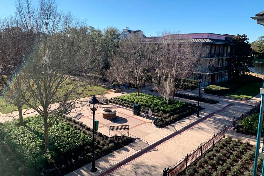 View of the garden area in Disney’s Port Orleans Resort - French Quarter