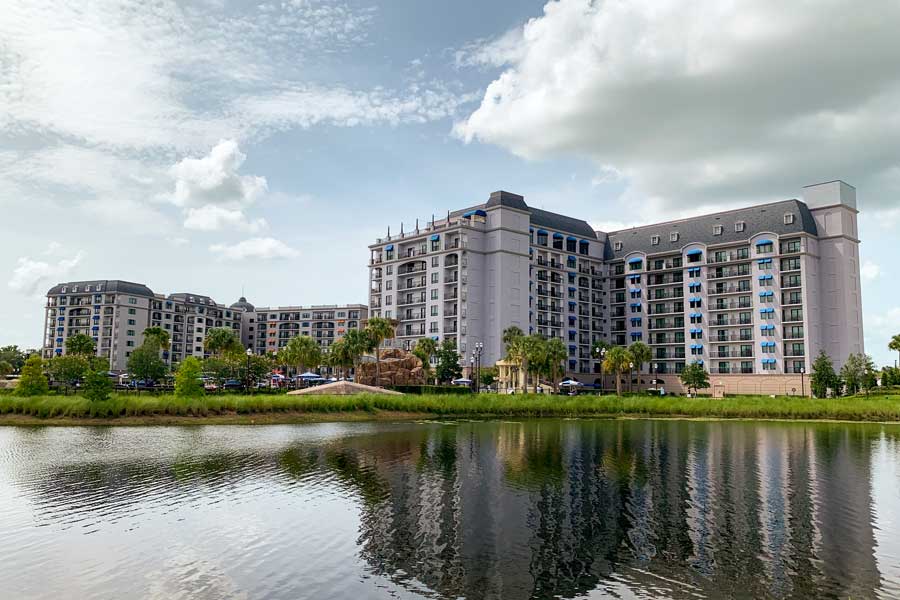 The Disney’s Riviera Resort building from afar