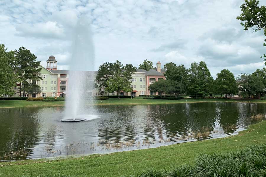 A water fountain in Disney’s Saratoga Springs Resort & Spa