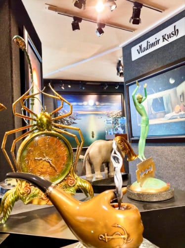 View of the unique creations at Kush Fine Art Gallery
