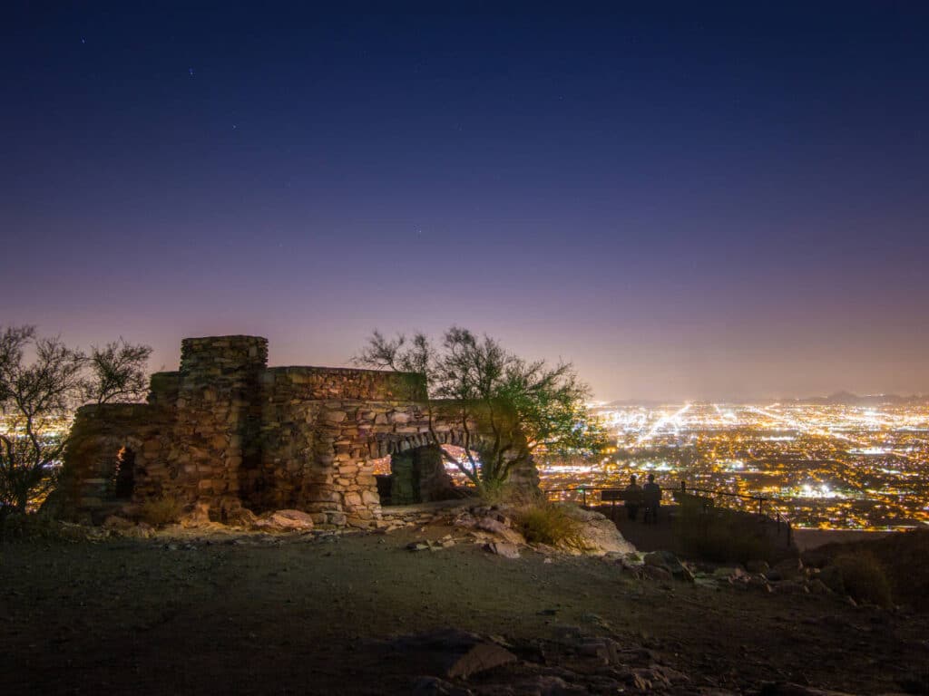 The Dobbins Lookout in Phoenix at night