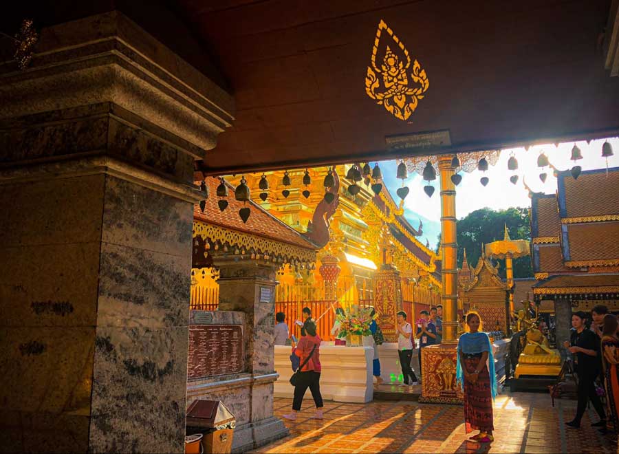 View of people from the Doi Suthep Temple in Thailand