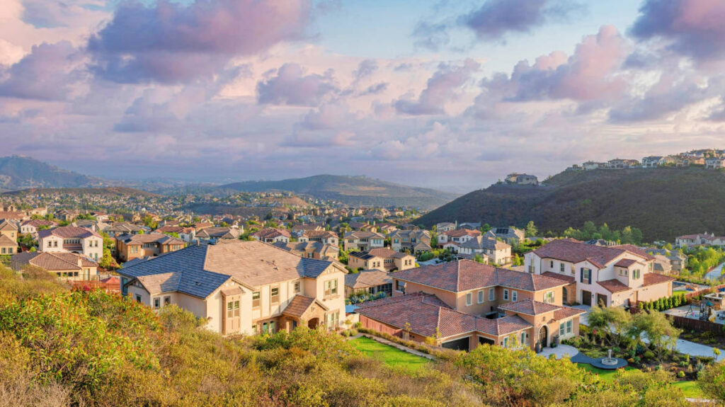 Overlooking view at the top of Double Peak Park during sunset