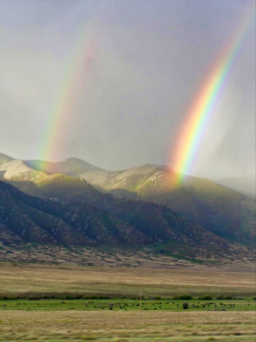 View of the double rainbow from the Collegiate Peaks Scenic and Historic Byway