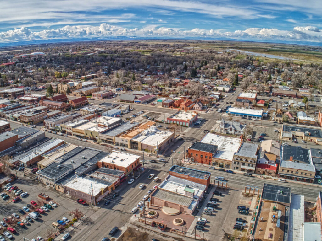 Aerial view at Downtown Alamosa in Colorado