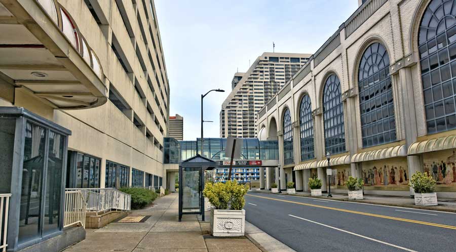 View of the empty road in Downtown Atlantic City