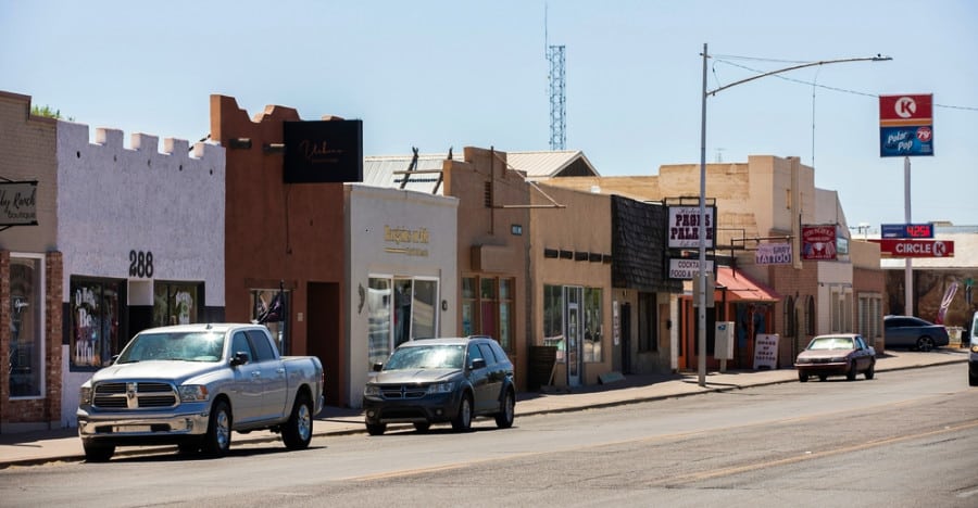 View of a calm street downtown Benson.