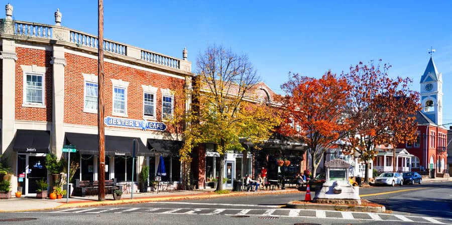 View of the historical buildings on Farnsworth Avenue in downtown Bordentown