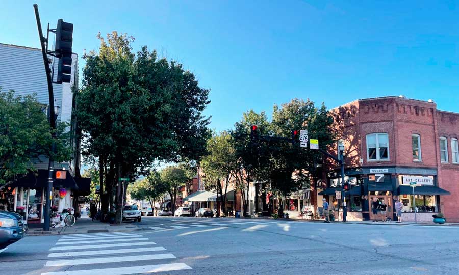 View while crossing a street in Downtown Brevard
