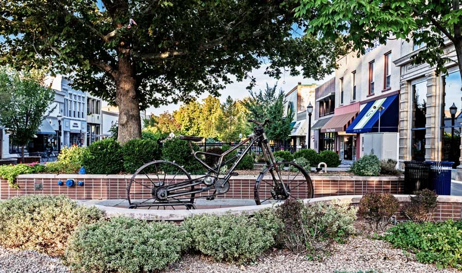 An old bike displayed in Downtown Grand Junction