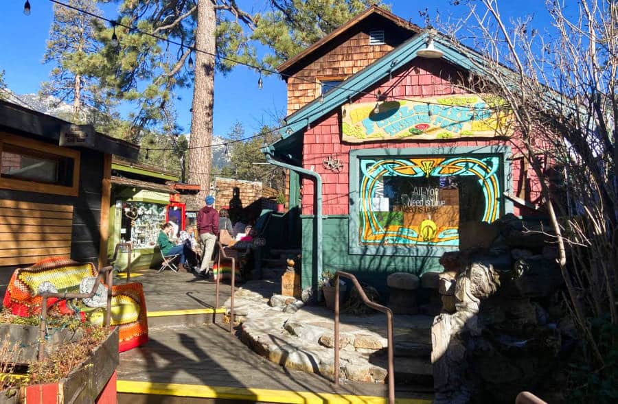 A bright and colorful store and shopping alley in downtown Idyllwild
