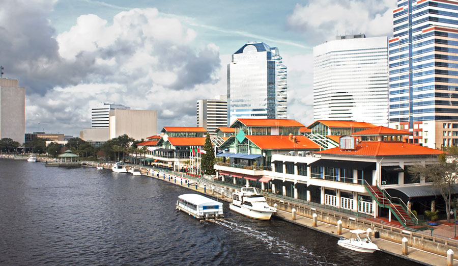 View of water taxi near the Downtown Jacksonville