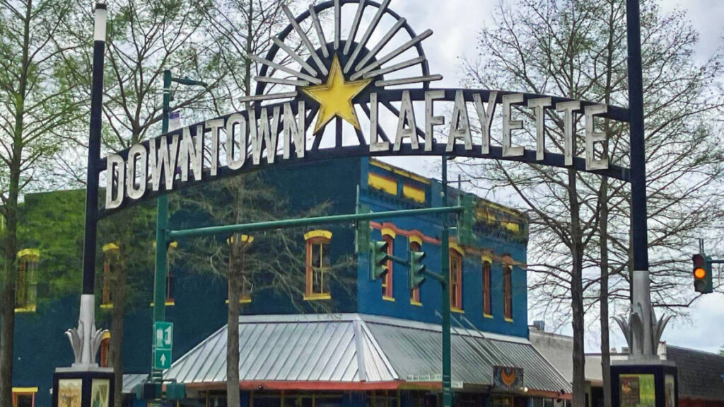 View of the entrance to Downtown Lafayette