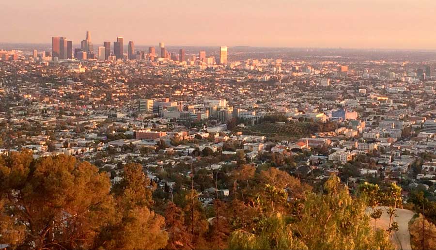 Overlooking view of Downtown Los Angeles