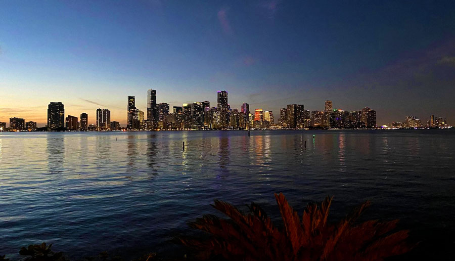 View of the skyline in Downtown Miami before night time