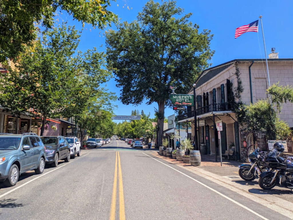 View of the main drag of downtown Murphys