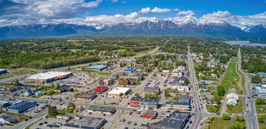 Aerial view of downtown Palmer