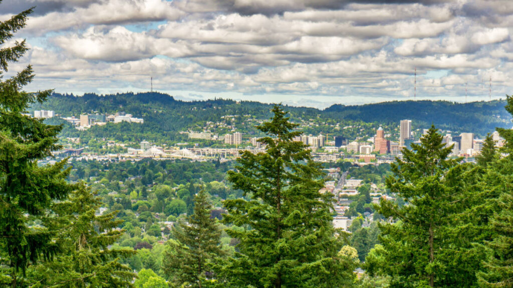View of Downtown Portland from Mount Tabor Park