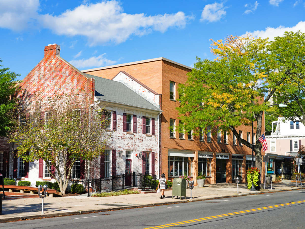 View of the buildings from across the street in Downtown Princeton