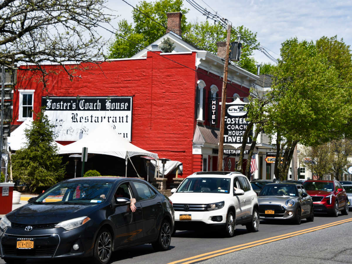 View of the traffic at the East Market Street in Downtown Rhinebeck