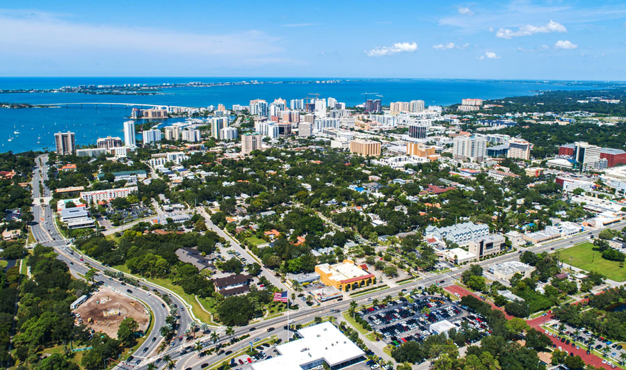 Aerial view of Downtown Sarasota