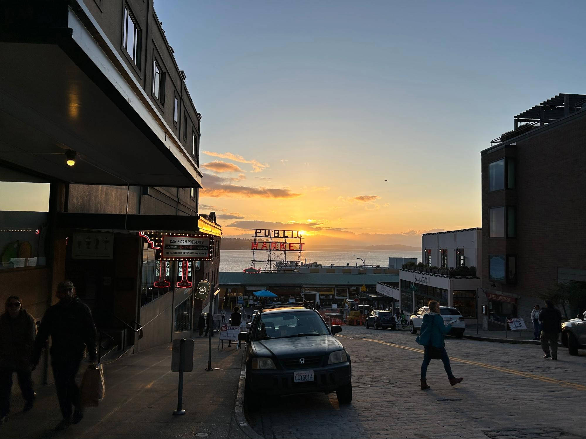 View of the sunset from the Public Market in Seattle