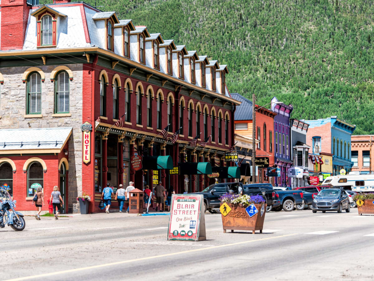 View of the historic and colorful architecture in downtown Silverton