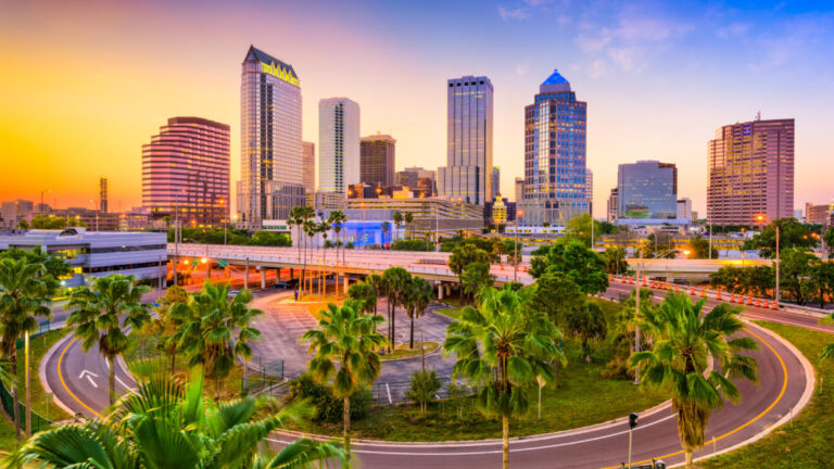 Sunset view over the Tampa skyline