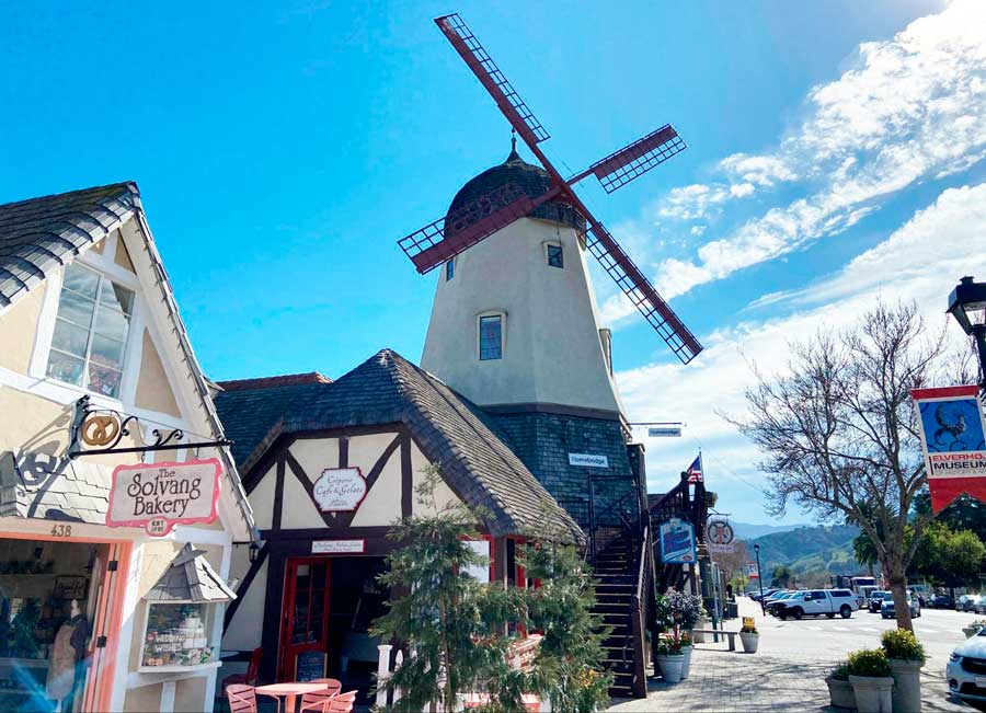 Danish architecture in a neighborhood in Downtown Solvang, California