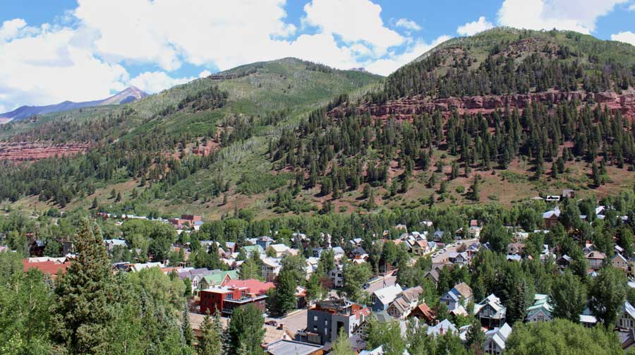 Aerial view of houses in Downtown Telluride