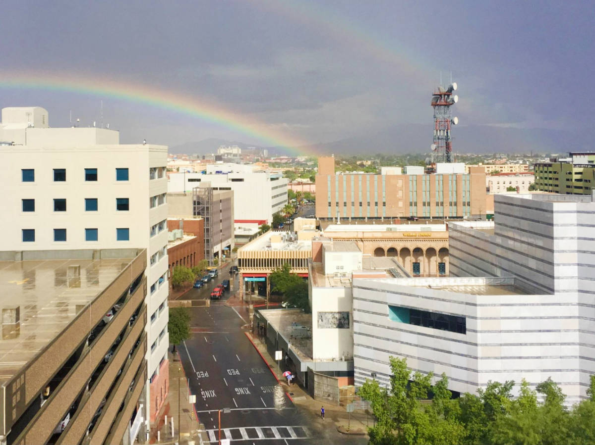 Overlooking view of a street in Downtown Tucson