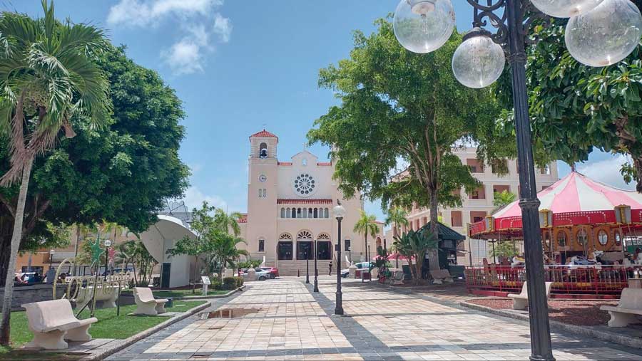 The downtown of Caguas under the clear blue sky