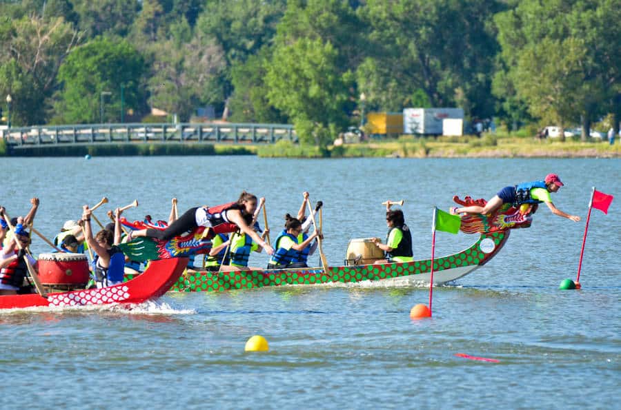 View of the Dragon Boat Festival on Sloane's Lake