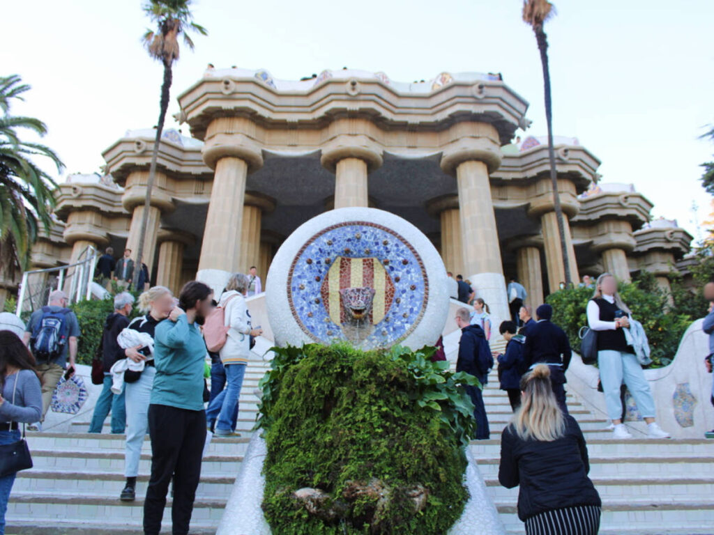 View of people at the Dragon Staircase