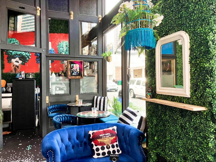 View of the art deco interior of Drip Restaurant