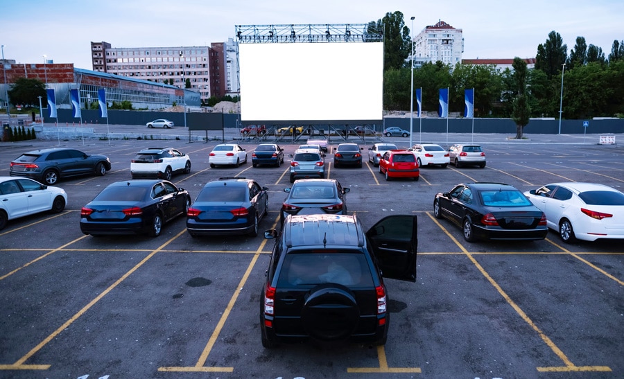 View of cars parked in drive-in theatre
