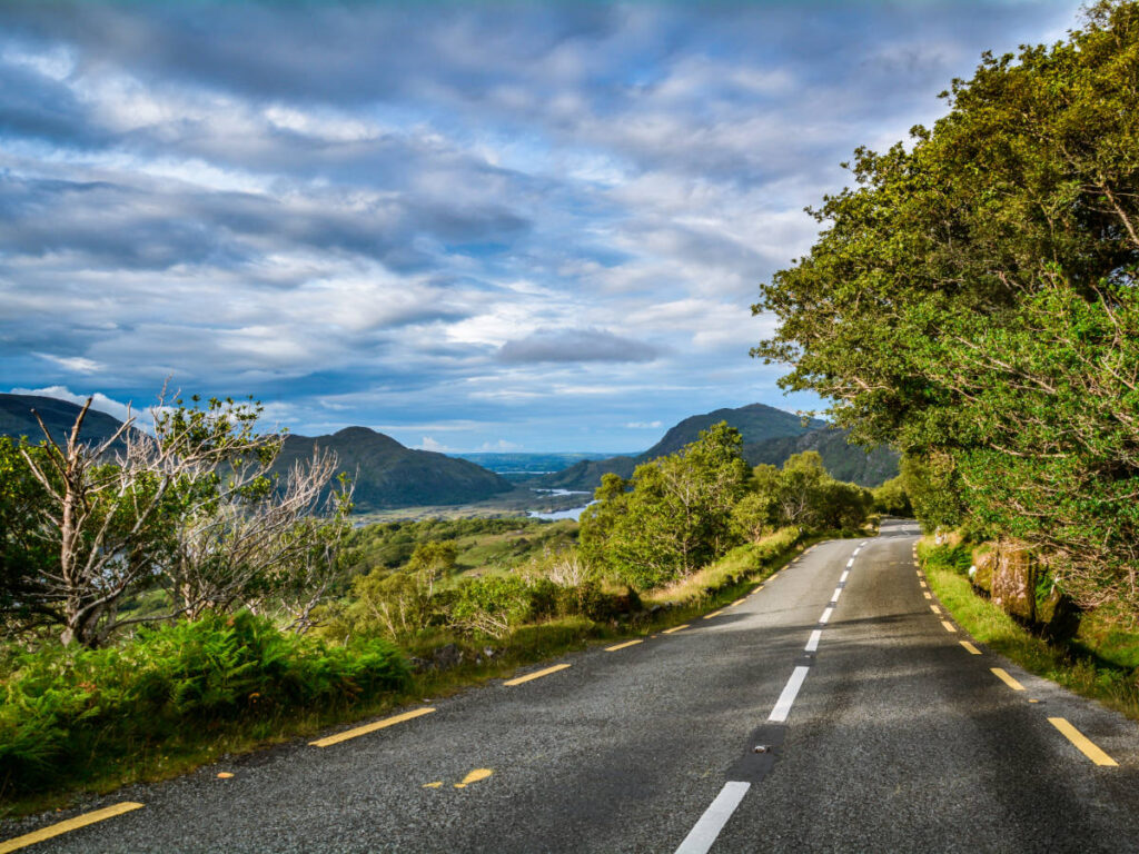 Scenic view while driving in Ireland