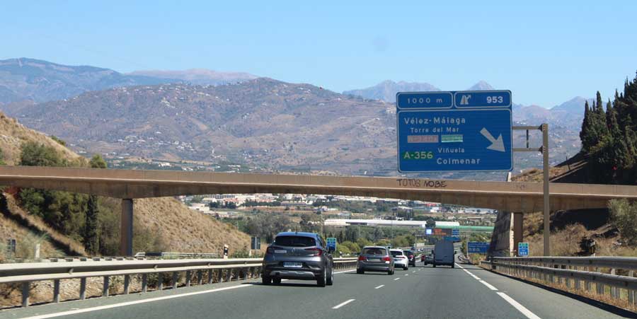 View of cars while driving in Spain