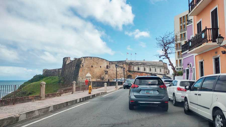 View of cars on the street of Puerto Rico