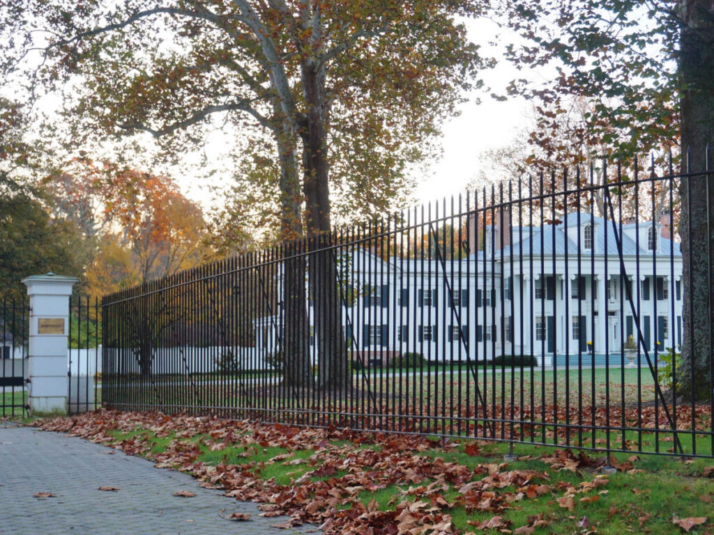 View of the gate at the Drumthwacket Foundation