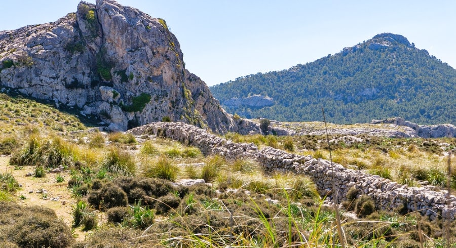 View of the Dry Stone Route weaving through Mallorca’s mountains