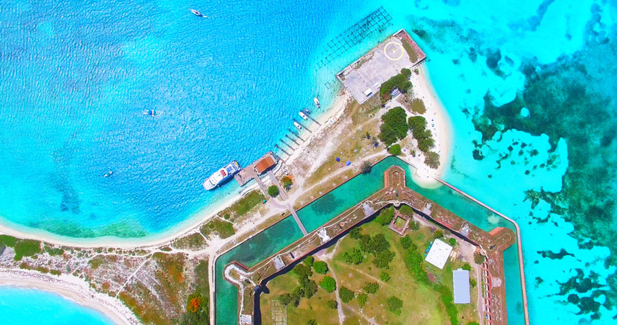Aerial view of Fort Jefferson in Dry Tortugas National Park