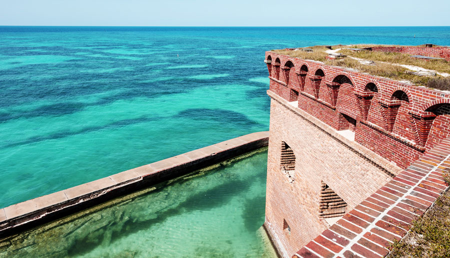 View of the Dry Tortugas National Park and a blueish sea
