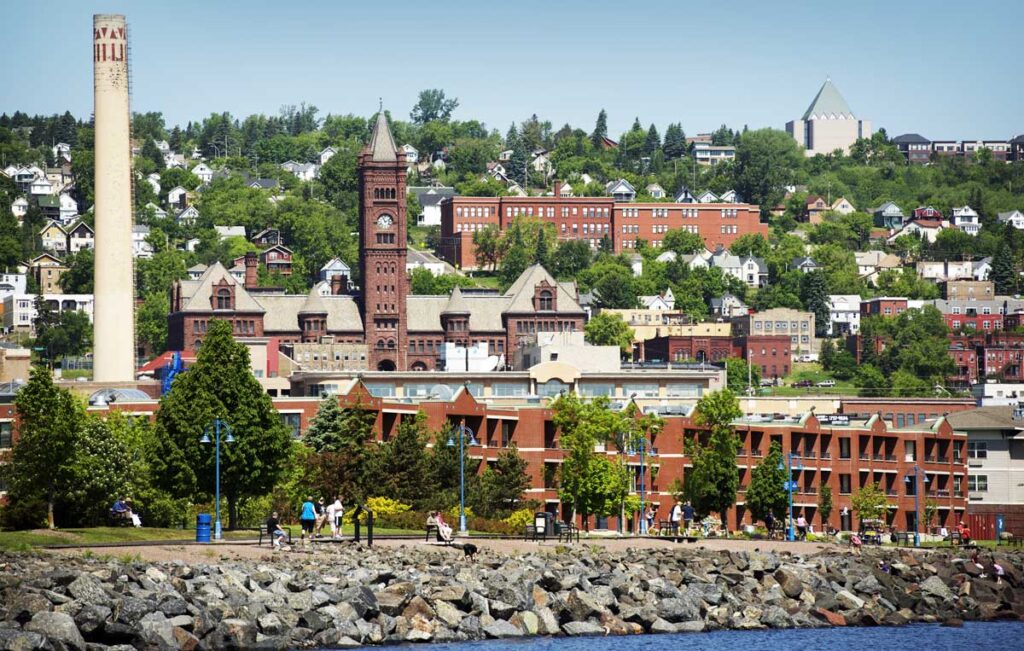 View of Duluth cityscape during summer in Minnesota