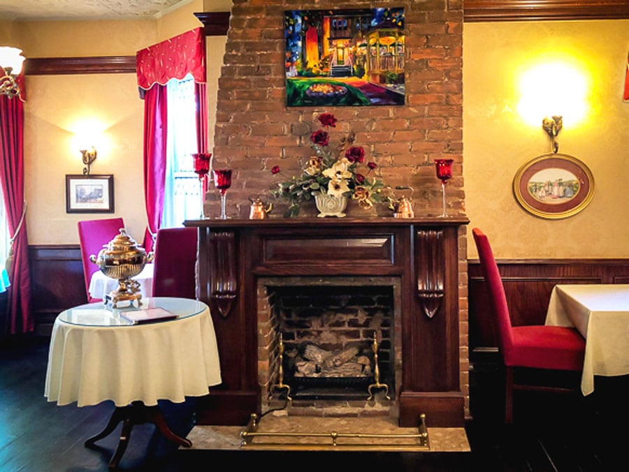 View of a fireplace inside Dundee Arms Inn