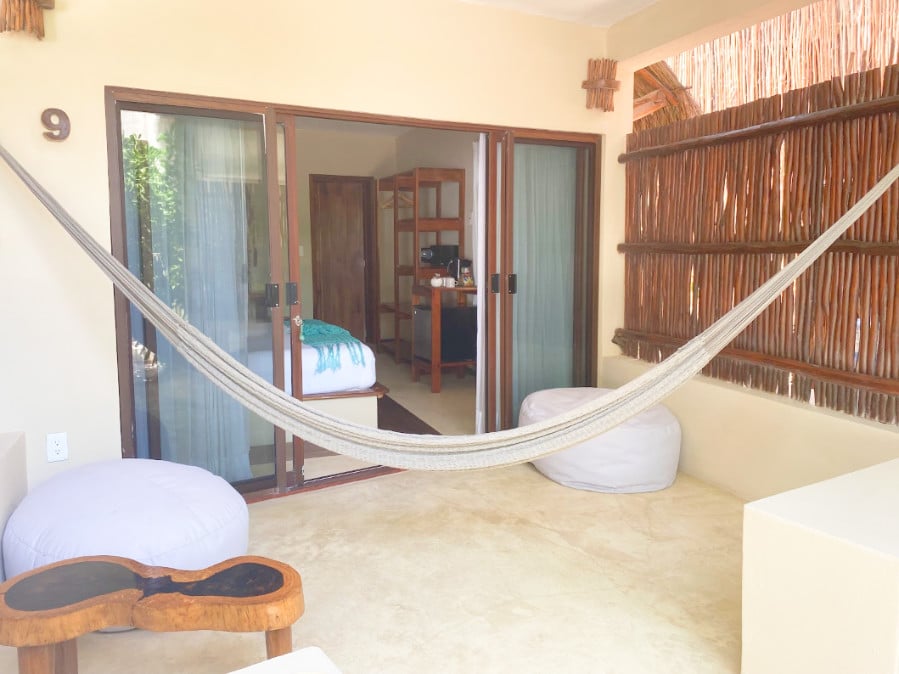 View of outdoor seating area at Dune Tulum