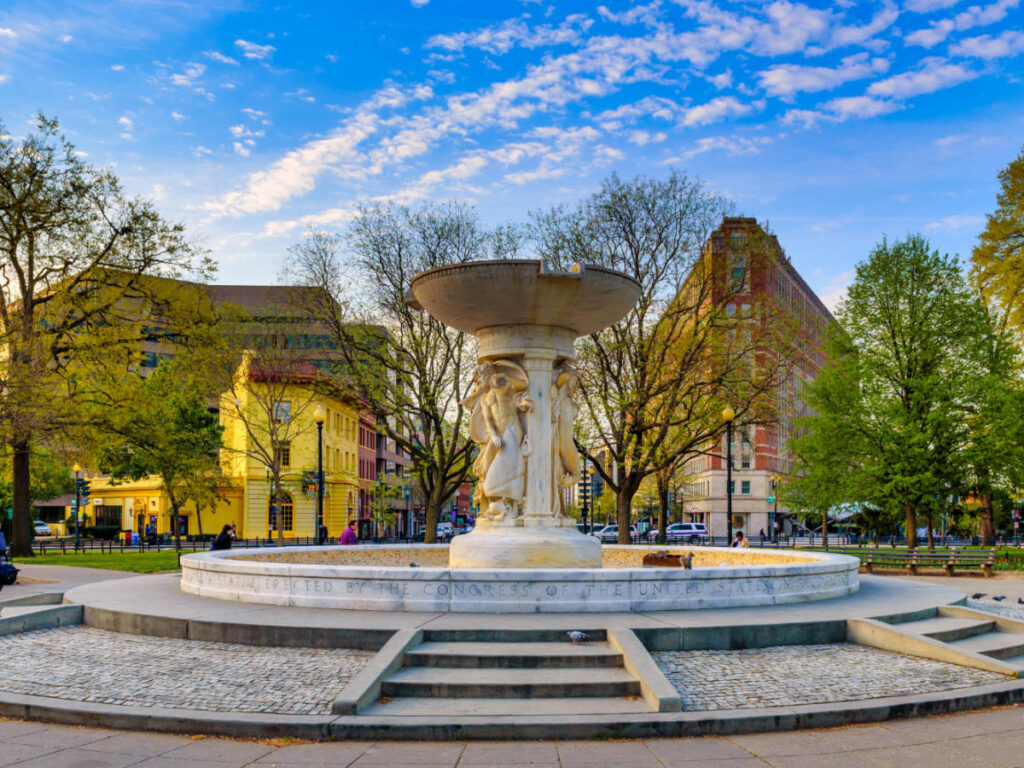 A water fountain at the Dupont Circle