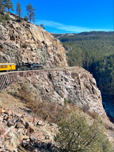 View of a train on the Durango Silverton Narrow Gauge Railroad