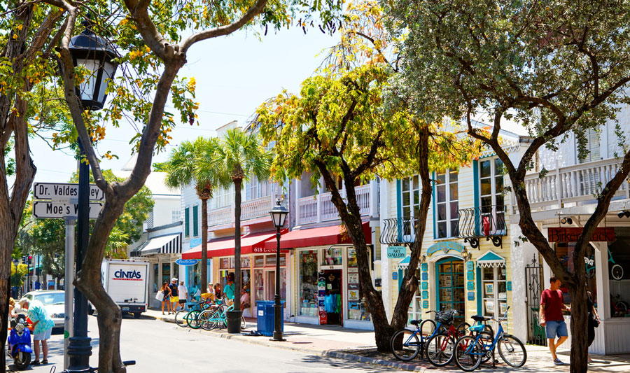 View of people walking in Duval Street